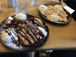 Chocolate pancakes, maple and banana pancakes  at The Glasvegan in Glasgow
