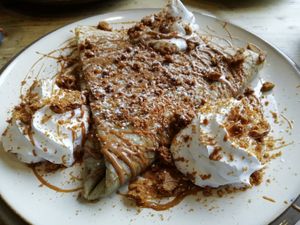 Biscoff crepe and cream (on special) #veganuary at The Glasvegan in Glasgow