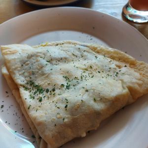 Crêpe with mushrooms and cheeze at The Glasvegan in Glasgow