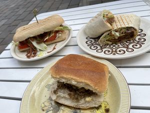 BLT, Doner Vegab, and Haggis Breakfast Roll  at The Glasvegan in Glasgow