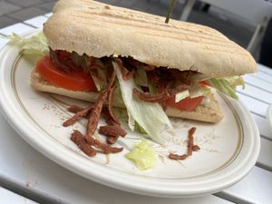 Vegan BLT special. The Bacon was a bit too chewy and had the texture and flavory of smokey jerky.   at The Glasvegan in Glasgow