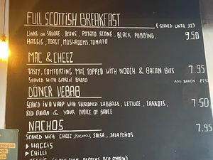 Menu  at The Glasvegan in Glasgow