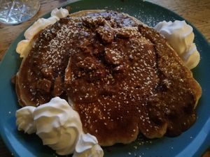 Biscoff pancakes and whipped cream at The Glasvegan in Glasgow