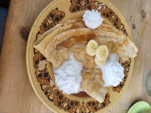 Banana and maple crepes at The Glasvegan in Glasgow