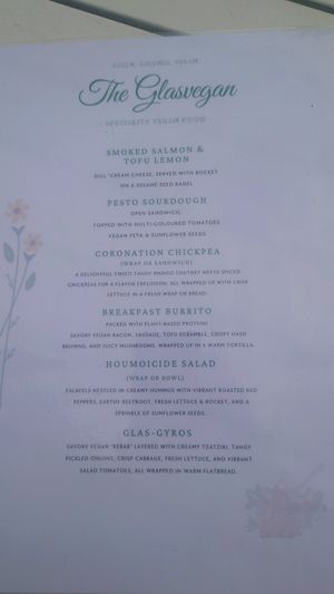 Menu at The Glasvegan in Glasgow