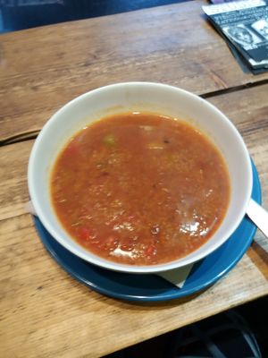 Cous cous and pepper soup at The Glasvegan in Glasgow