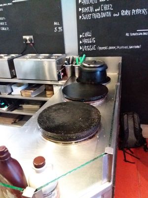 Crepe pans at The Glasvegan in Glasgow
