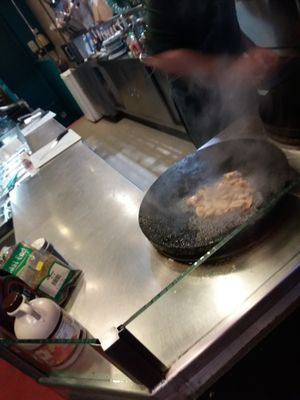 mushrooms a cooking  at The Glasvegan in Glasgow