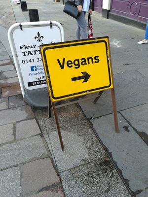 Sign in front of the café ;) at The Glasvegan in Glasgow