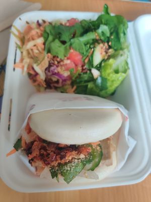 Bao and salad at Red Panda in Lyme Regis