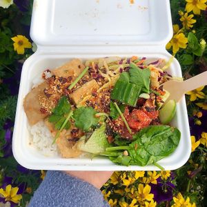 Teriyaki tofu rice box - this was delicious  at Red Panda in Lyme Regis