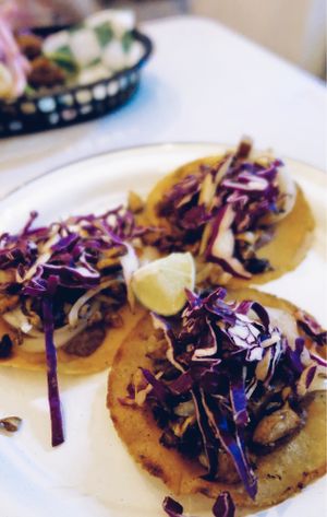 Delicious tacos  at Distrito Vegano in Merida