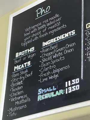 Menu  at Pho Real in Breckenridge