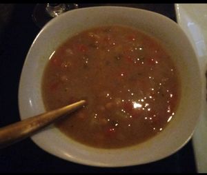 The soup of the day: chickpea and vegetable  at The Queen's Table Vegan Cuisine  in El Paso