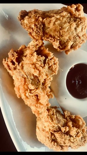 100% Vegan! Crispy Battered UnChicken Drumsticks! Don’t go to bed hungry!  at The Queen's Table Vegan Cuisine  in El Paso