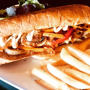 Vegan Philly Chicken is unbelievable!  at The Queen's Table Vegan Cuisine  in El Paso