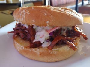 $11.50 Pulled BBQ Sandwich: Really Delicious at The Queen's Table Vegan Cuisine  in El Paso