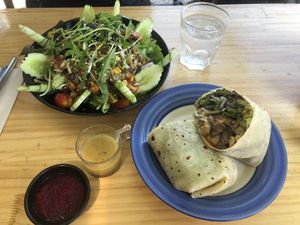 Vegan wrap and Moroccan salad  at Buzz Organic Food & Drink in Ao Nang