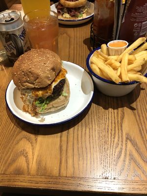 Hot Beets burger made vegan. The waiter was so lovely and stated that we burning on the menu can be made vegan  at Burger Theory in Bristol