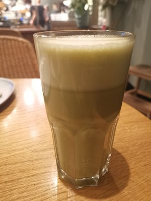 Vanilla Matcha Latte on Oat Drink at Tibits in St Gallen