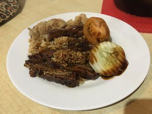 The “chic clay pot rice” (yes it came in a hot clay pot)! at Yeok Teck Chinese Vegetarian in Kathmandu
