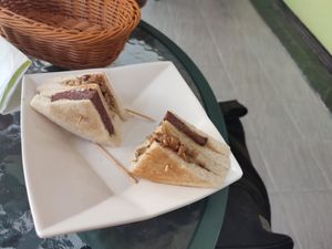 Sandwich with Chicken and Beef, without Lettuce and Tomato at DLS Vegetarian - Dé Lái Sù in Kaohsiung