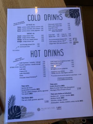 Drinks menu  at La Cantine in Biarritz