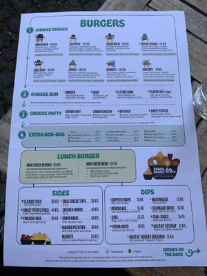 Menu as of July of 2023!   at Halifax Burgers in Hilleroed