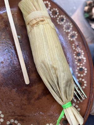 Mushroom tamale   at La Galeria Cafe in Mexico City