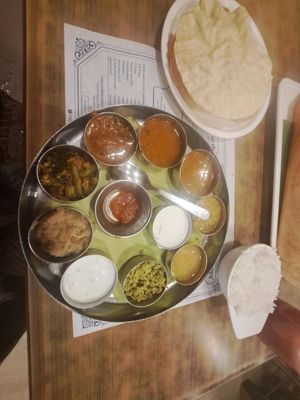 Vegan Thali - without yogurt and curd at Hotel Saravana Bhavan - Connaught Circus in New Delhi