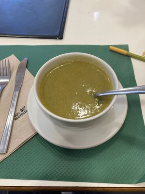 Cream of broccoli soup at La Biotika in Madrid