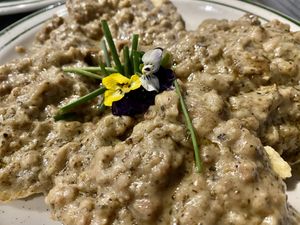 Biscuits with Impossible gravy at nightshop in Bloomington