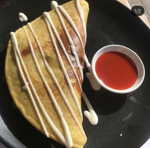 Vegan omelette at 7th Heaven in Sutherland