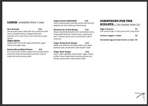 Menu june 2017 at 7th Heaven in Sutherland