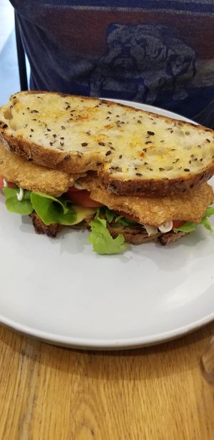 Vegan Chicken Schnitzel Sandwich at 7th Heaven in Sutherland