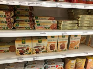 Gullon snacks. Some of these are vegan at Admiralty Medical Centre Pharmacy in North Singapore