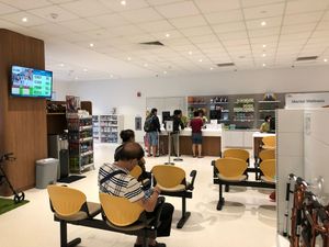 Waiting area for the pharmacy at Admiralty Medical Centre Pharmacy in North Singapore