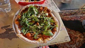 Vegan pumpkin pizza at The Burrow in West End