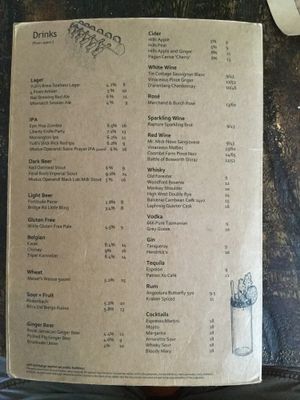 menu 2 at The Burrow in West End