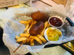 Mini Dagwood dogs at The Burrow in West End