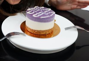 White choco/blueberry cake. at Raw Vega in Bangkok