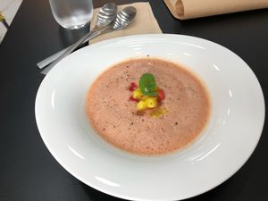 Watermelon gazpacho  at Raw Vega in Bangkok
