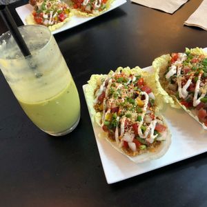 Tacos and smoothie  at Raw Vega in Bangkok