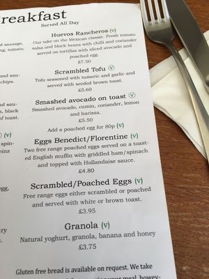 Veg / vegan breakfast options served all day  at Wentworth Cafe in Hexham