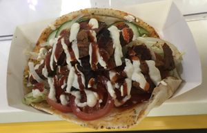 Seitan Doner kebab, with Szechuan sauce. at Indy's Vegan Kitchen in Swindon