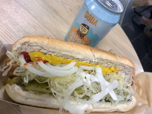 Hot dog at Indy's Vegan Kitchen in Swindon