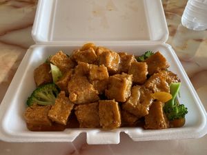 Orange tofu   at Wok & Grill in Topeka