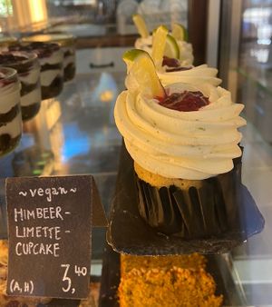 Vegan raspberry lime cupcakes  at Cafe Willi in Tubingen