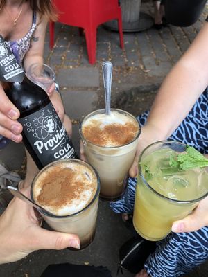 Drinks! (Iced Chai Latte, housemade lemonade, coke )  at Cafe Willi in Tubingen