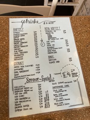 Speisekarte  at Cafe Willi in Tubingen